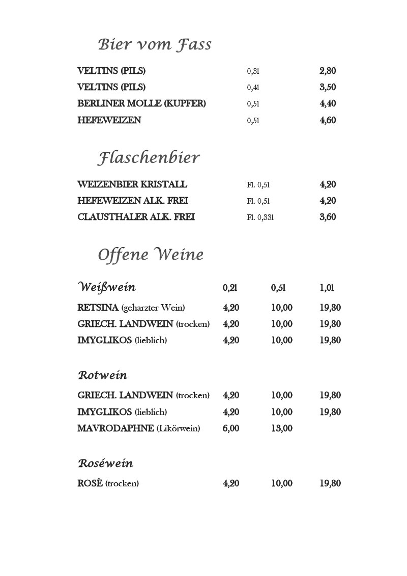 Restaurant Aristoteles Berlin - Mariendorf Speisekarte 7
