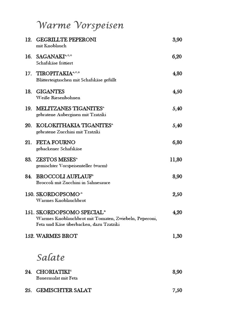 Restaurant Aristoteles Berlin - Mariendorf Speisekarte 2