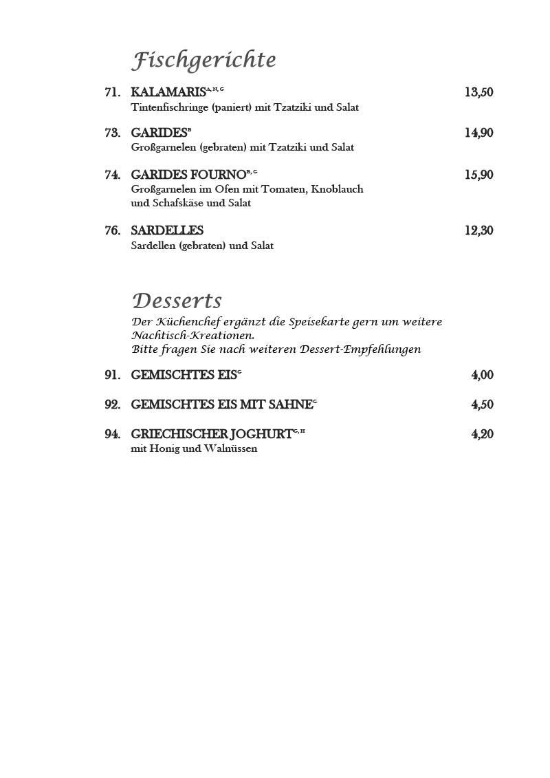 Restaurant Aristoteles Berlin - Mariendorf Speisekarte 5