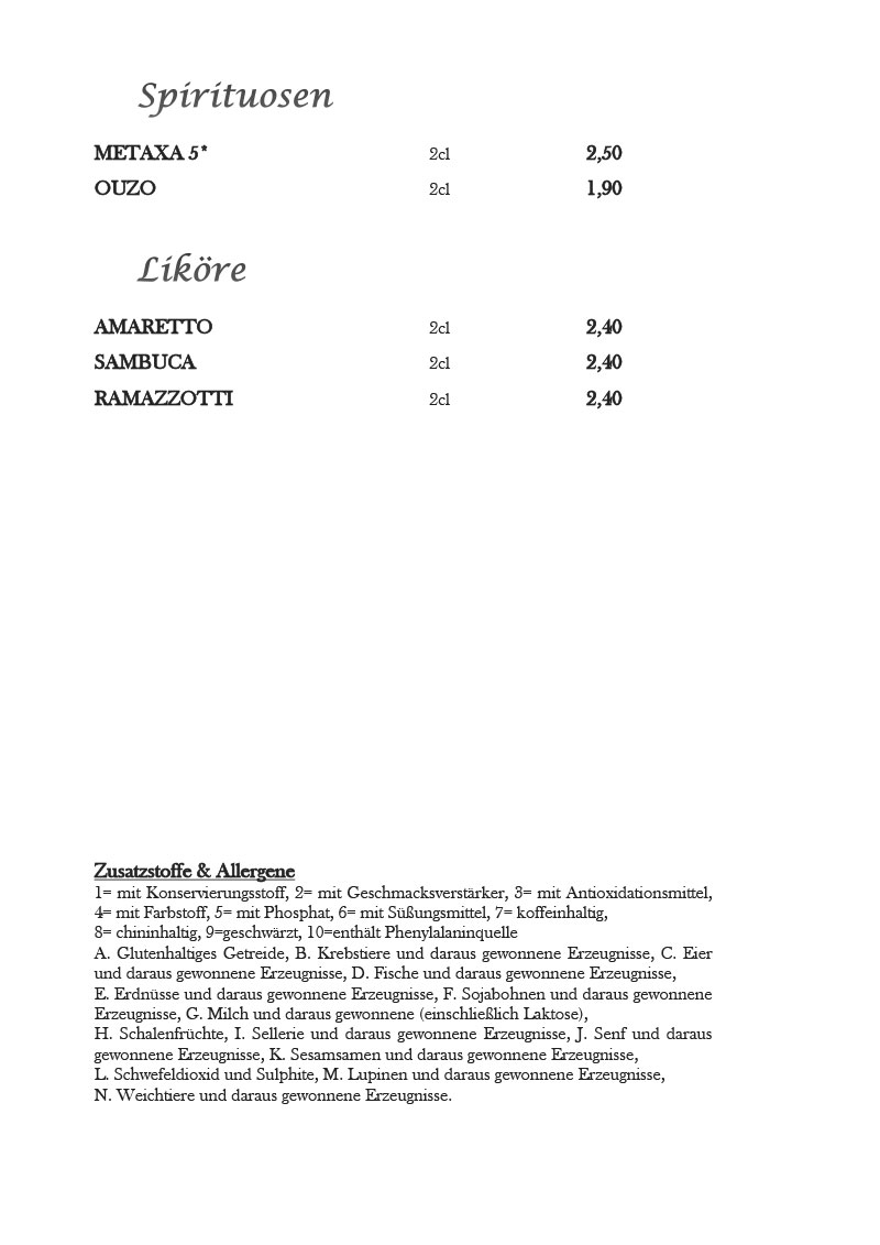 Restaurant Aristoteles Berlin - Mariendorf Speisekarte 8